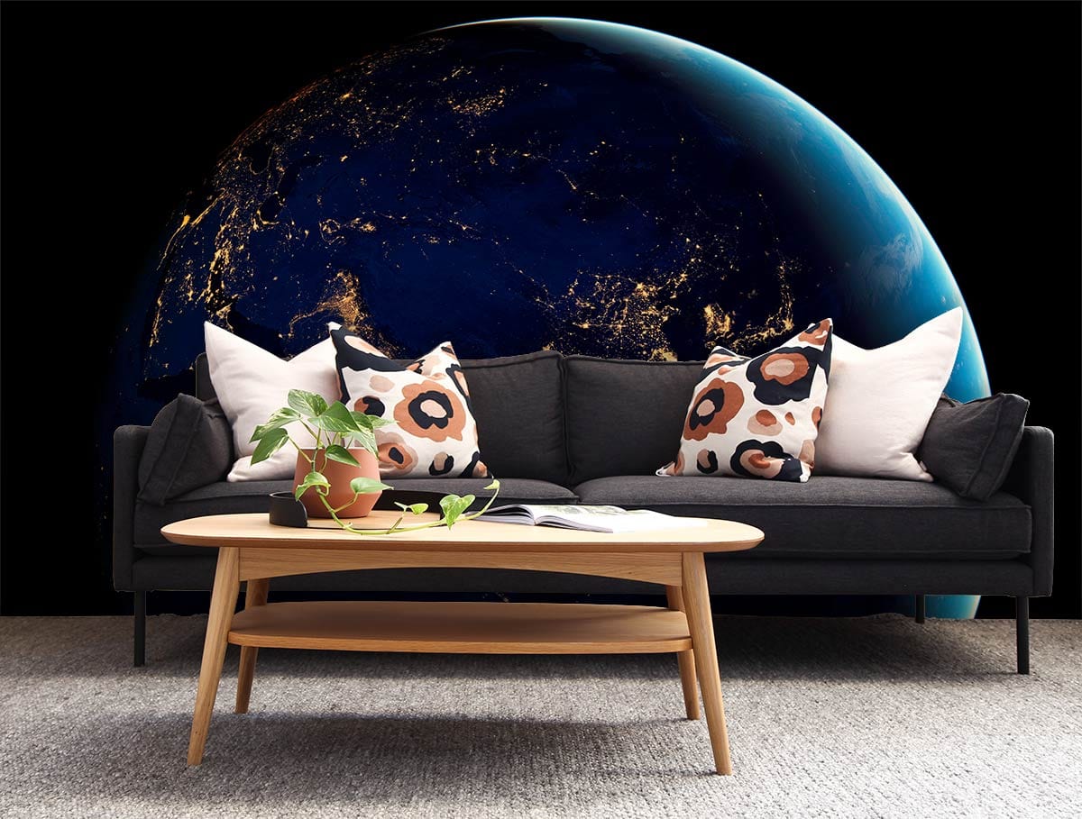 Asia & Australia at Night Wallpaper Decoration