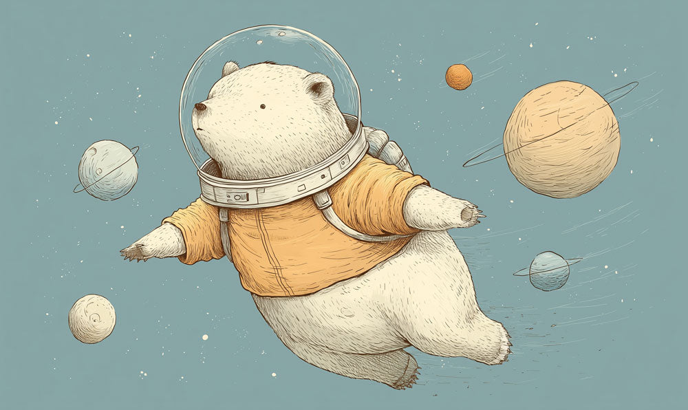 Cosmic Bear Adventure Mural Wallpaper
