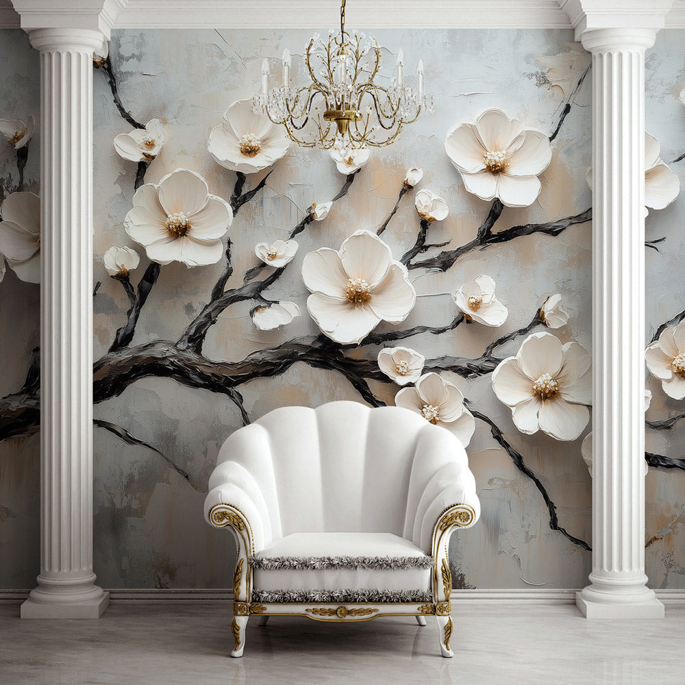 Ivory Blossom Branch Mural Wallpaper
