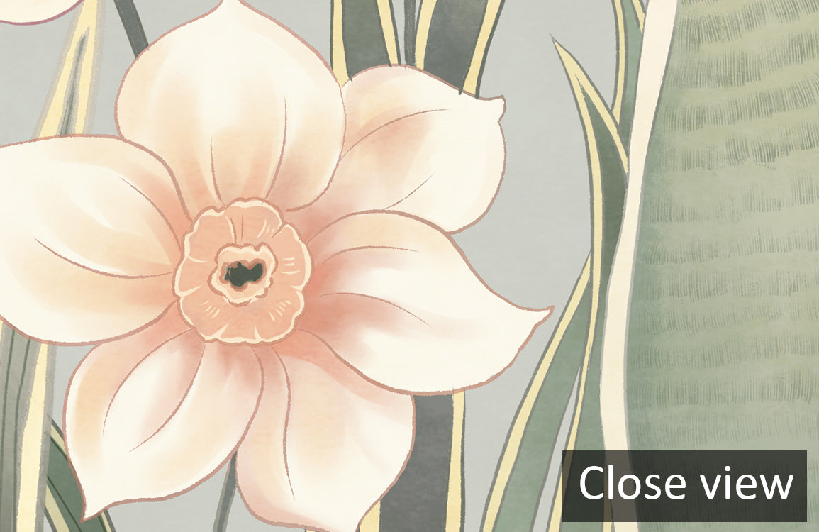 Pastel Floral Garden with Butterflies Wallpaper Mural