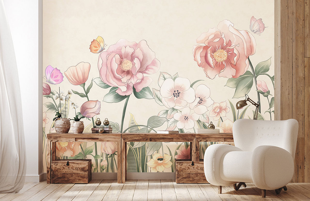Vintage Floral Garden Wall Mural