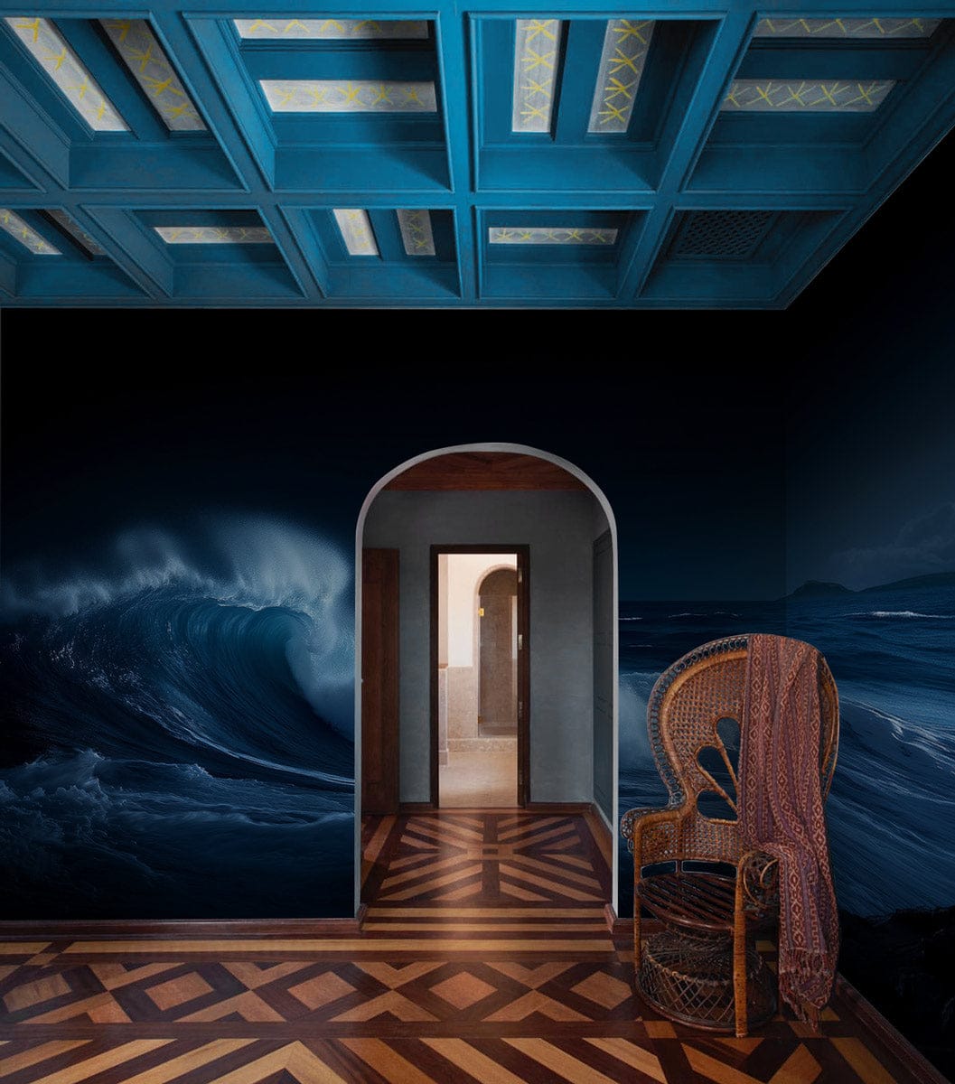 Midnight Ocean Wave Mural Wallpaper