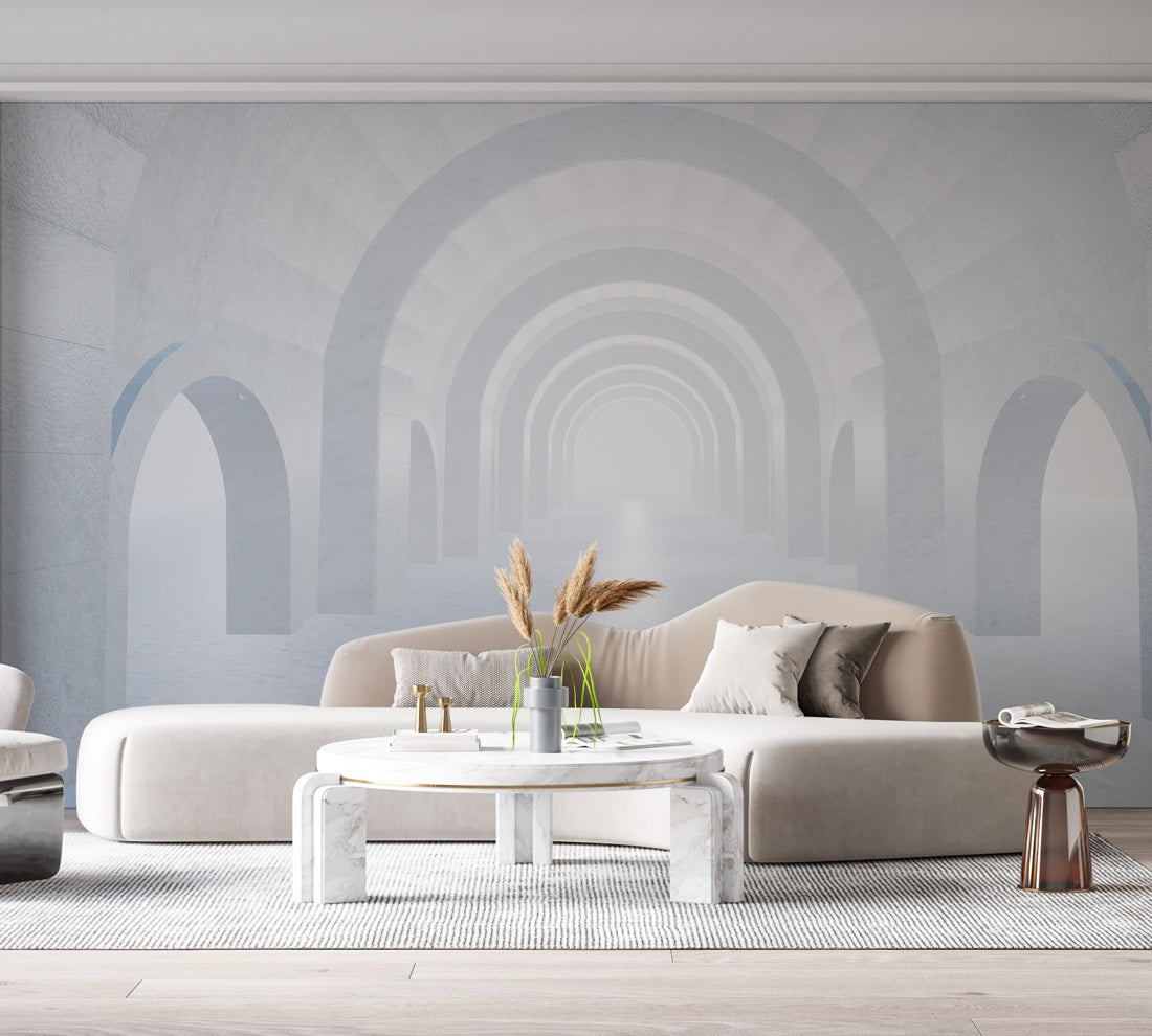 Dreamy Archway Retreat Mural Wallpaper in living room