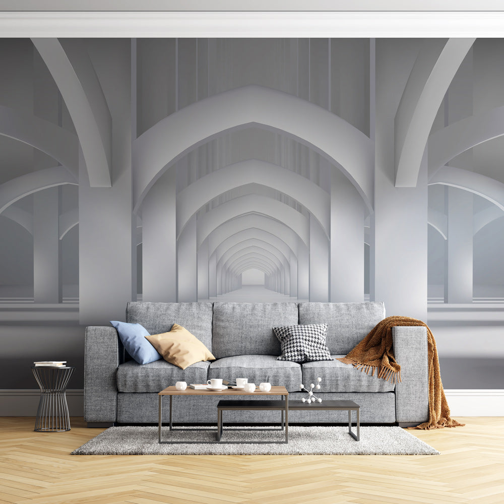 Serene Arched Symphony Mural Wallpaper in living room