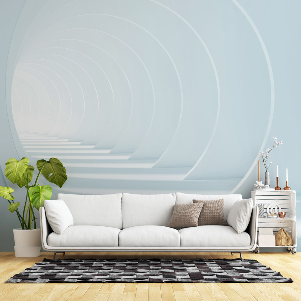 Elegant Curved Perspective Mural Wallpaper in living room