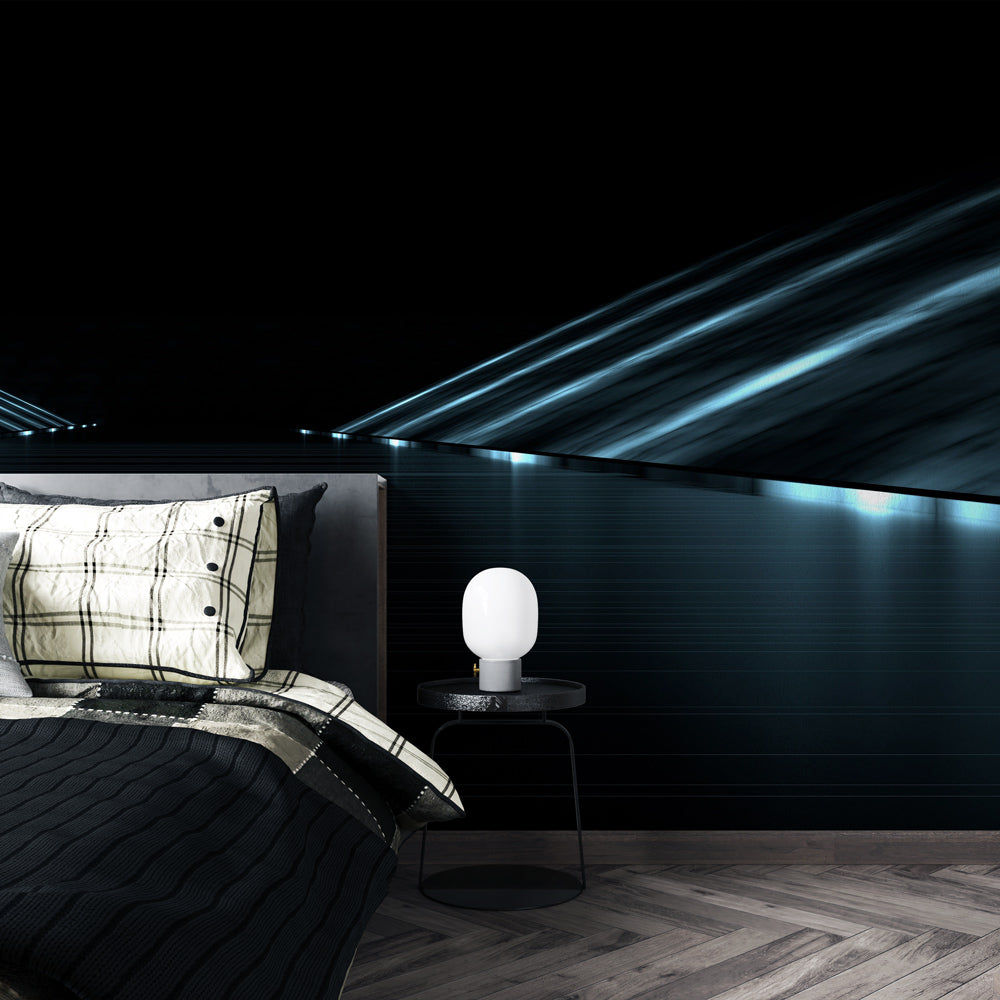 Midnight Futuristic Horizon Mural Wallpaper in bedroom
