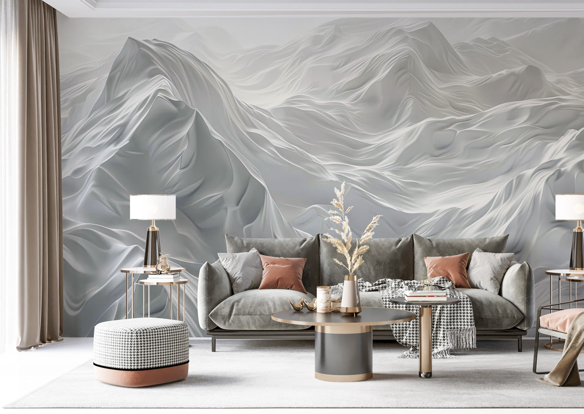Abstract Mountain Dreamscape Mural Wallpaper in living room