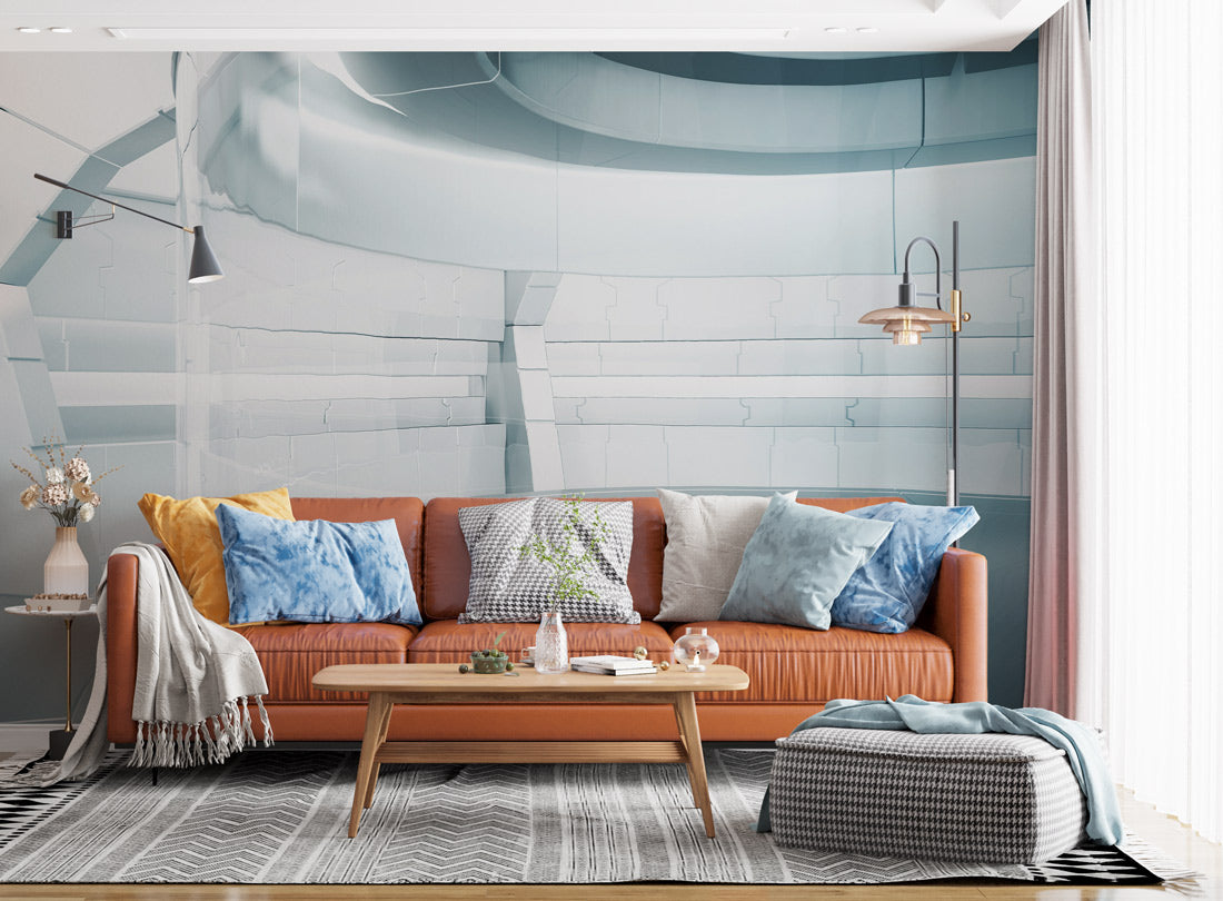 Modern Architectural Spacescape Mural Wallpaper in living room