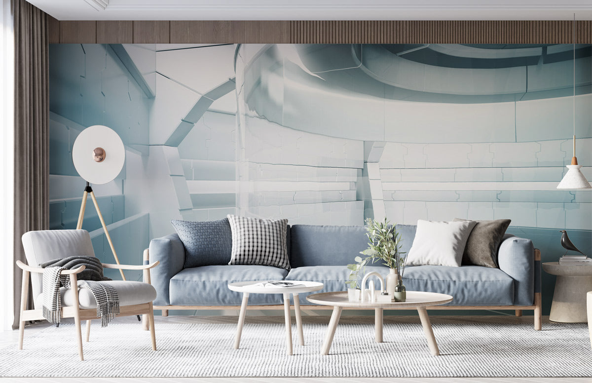 Modern Architectural Spacescape Mural Wallpaper in living room