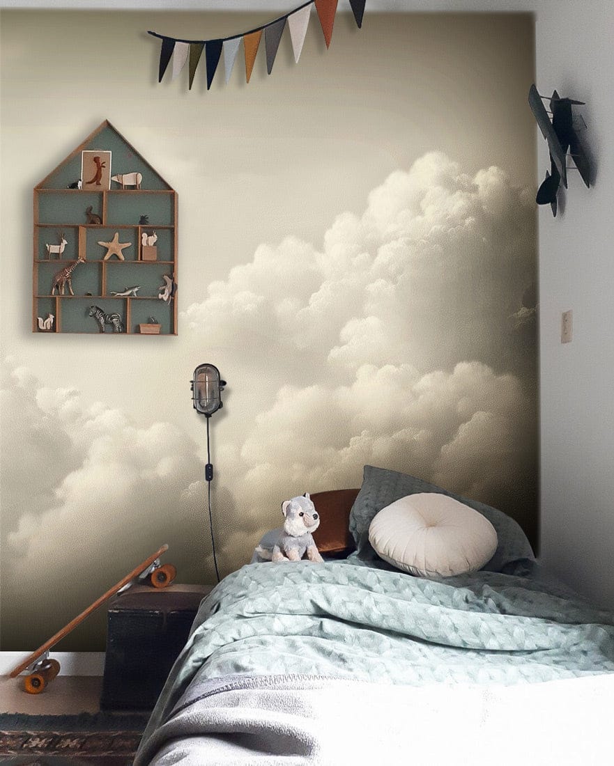 Soft Ivory Cloudscape Mural Wallpaper