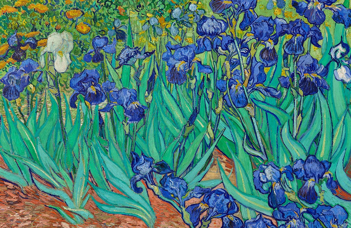 Blue Iris Floral Art Mural Wallpaper