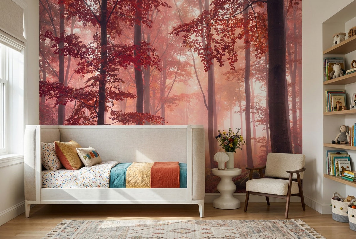 Orange Autumn Woodland Wallpaper Mural - image 6