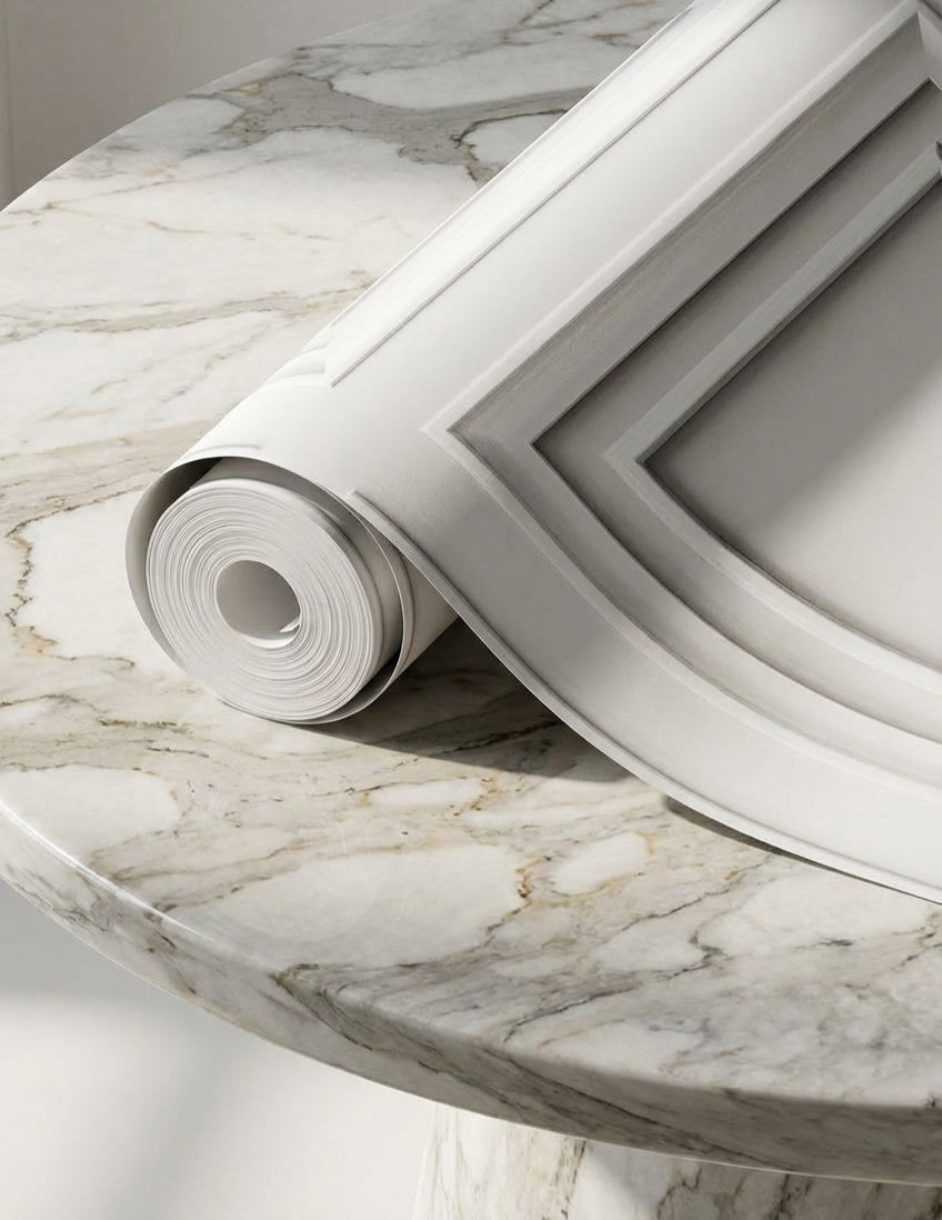 Modern White Wainscoting Panel Wallpaper