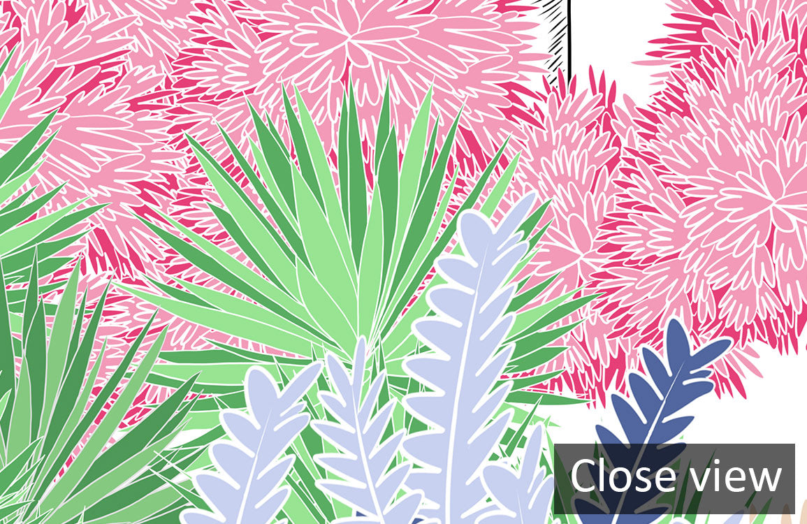 Carta da parati murale botanica tropicale colorata