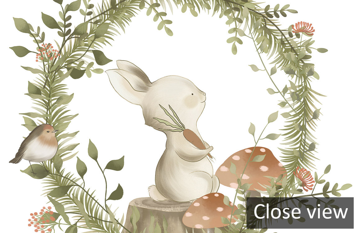 Whimsical Forest Animal Wreath Mural Wallpaper