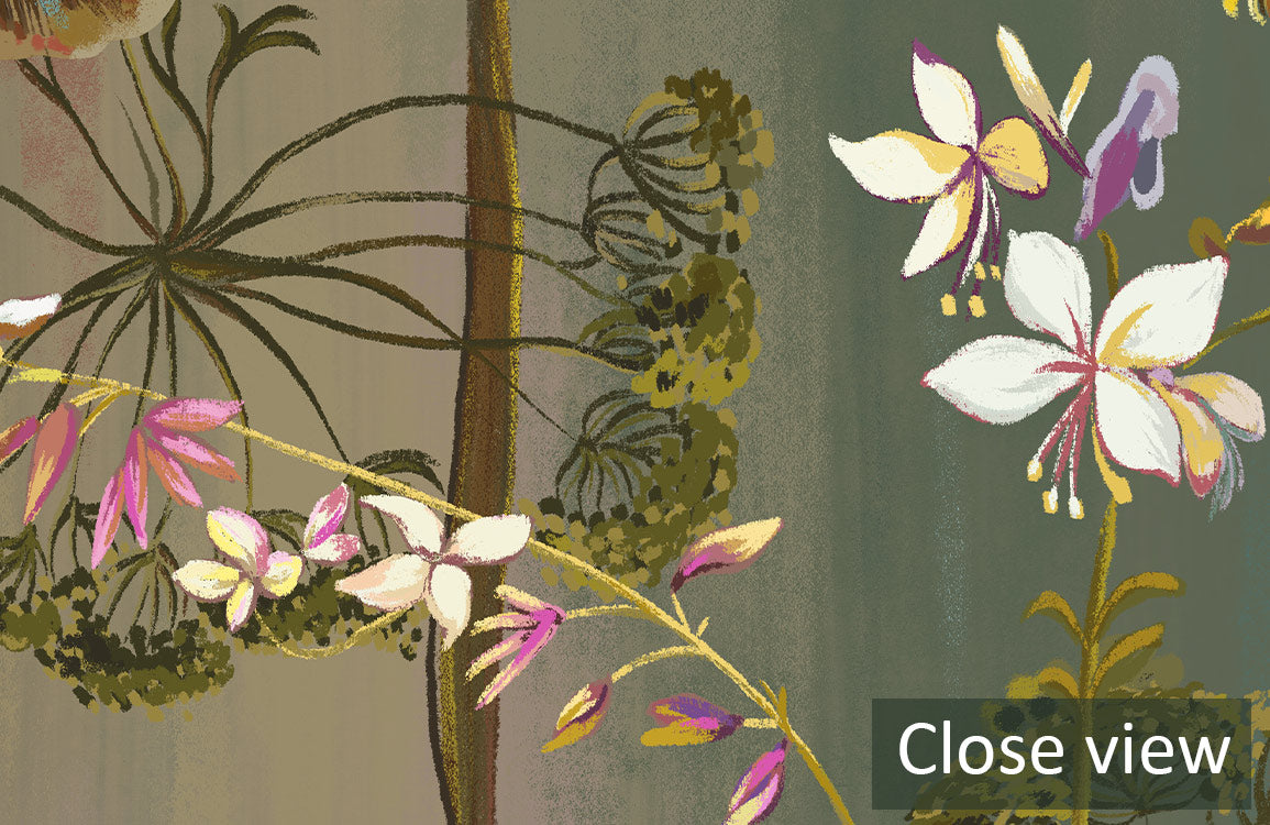 Elegant Floral Botanical Garden Wallpaper Mural
