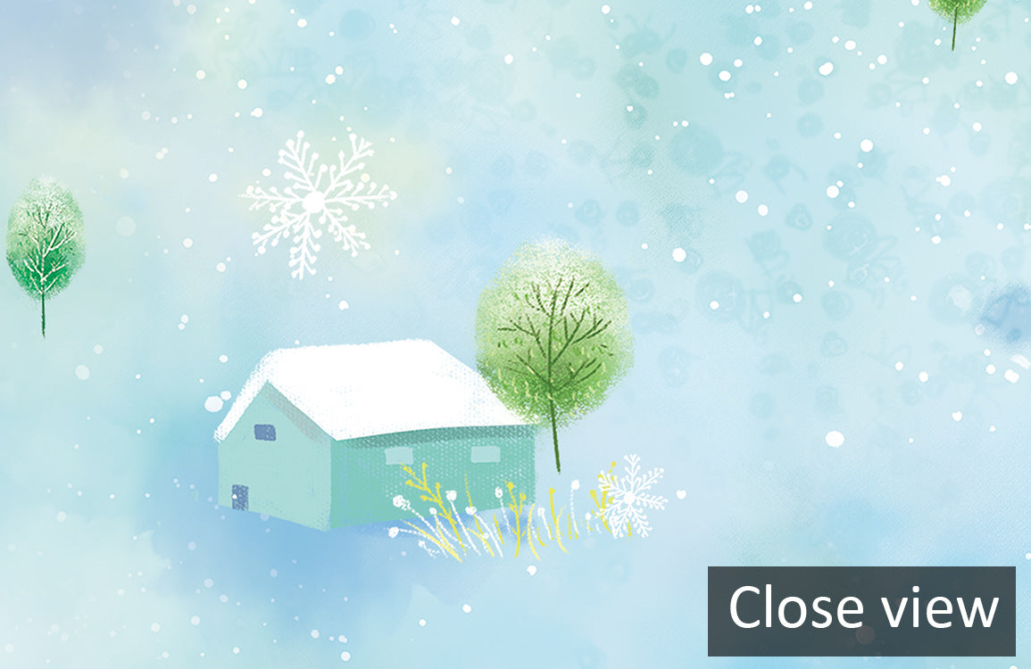 Whimsical Winter Village Mural Wallpaper