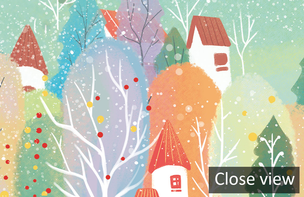 Whimsical Space Village Pastel Mural Wallpaper