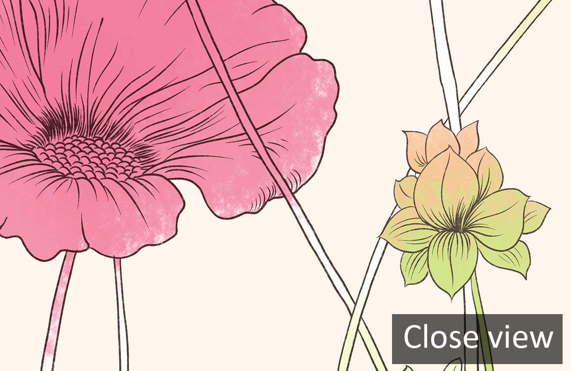 Vintage Botanical Sketch Floral Mural Wallpaper