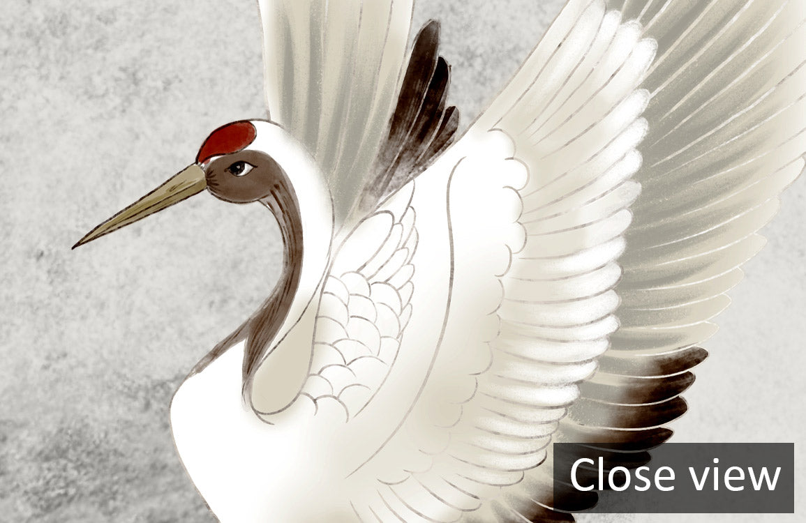 Elegante Kraniche Graues Vintage Wandtapete