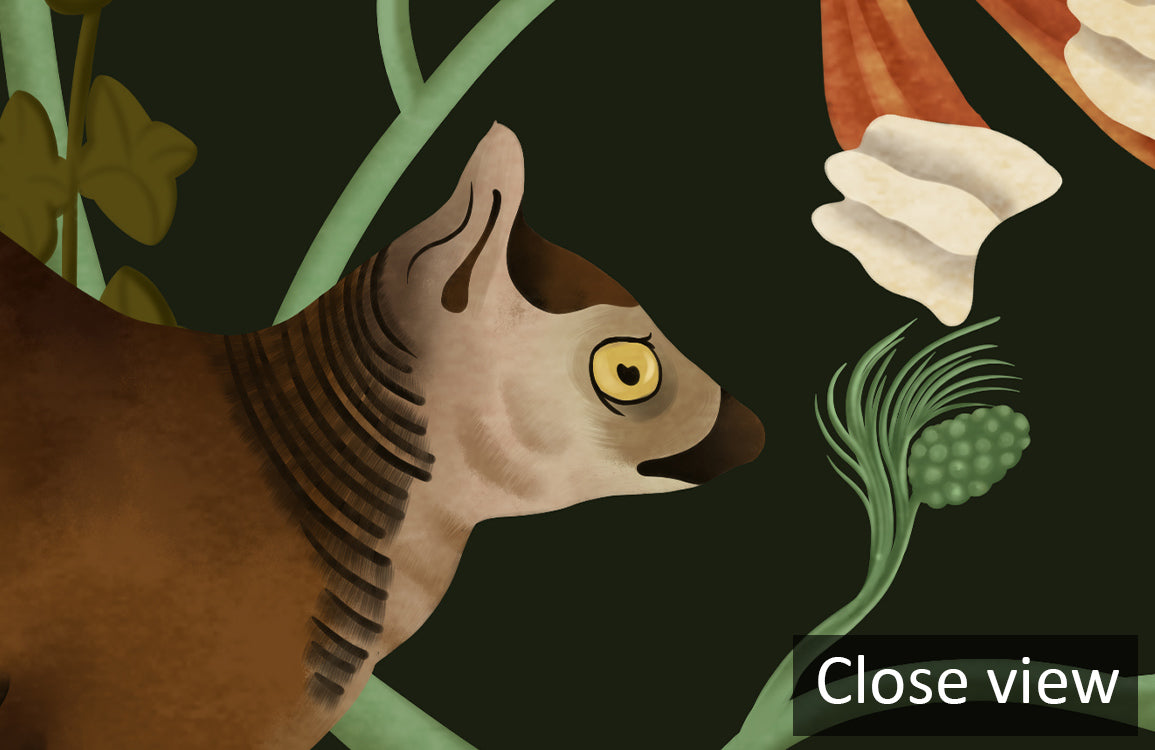 Exotic Jungle Animal Pattern Mural Wallpaper