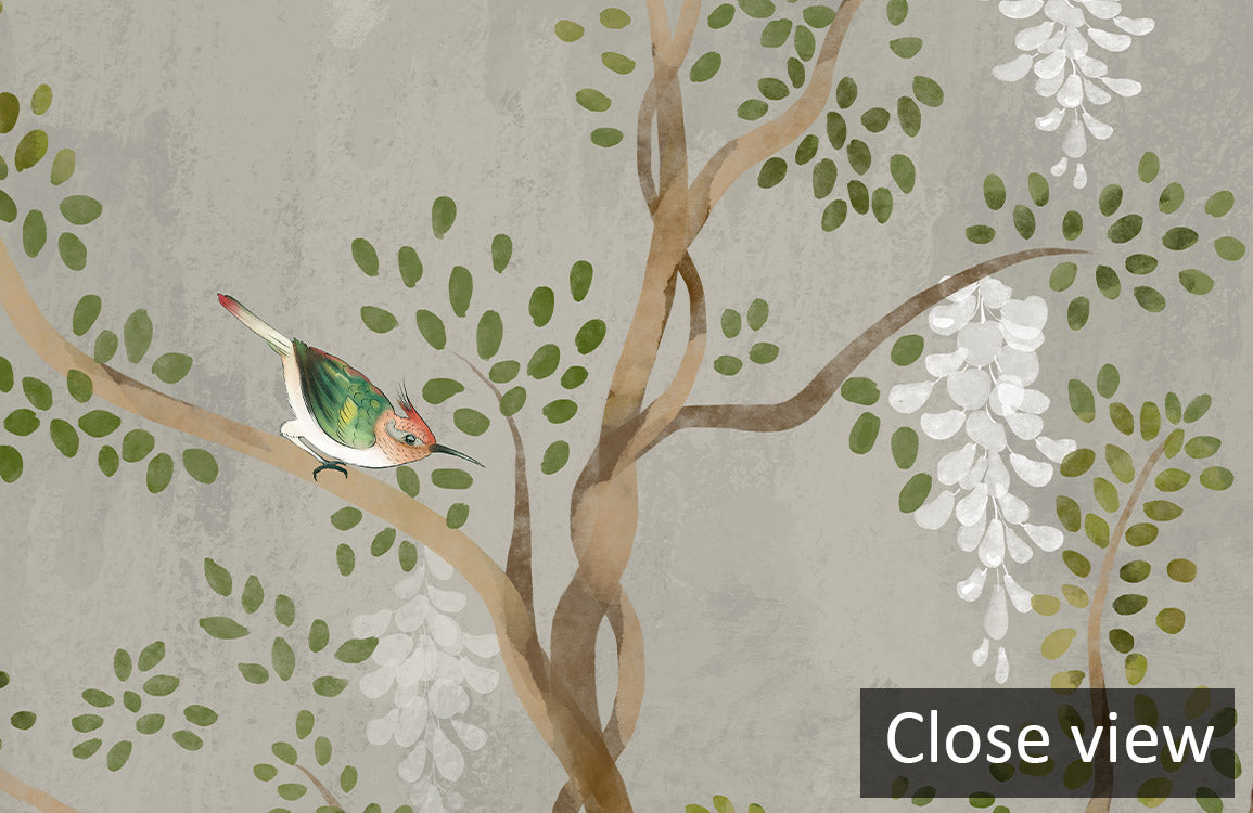 Whimsical Tree Branches Nature Mural Wallpaper