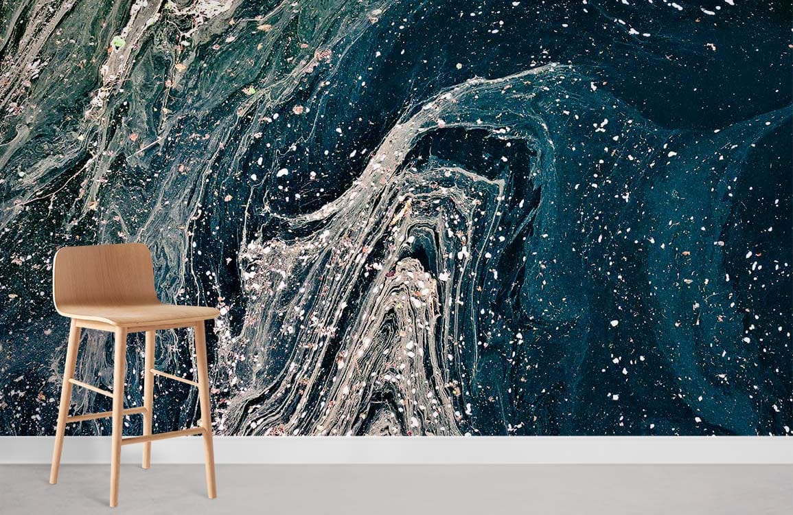 Abstract Blue Marble Wall Mural For Room