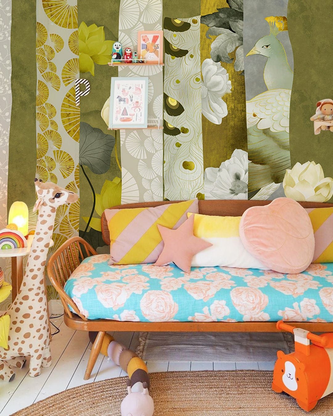 Abstract Peacock Wallpaper Mural Living Room