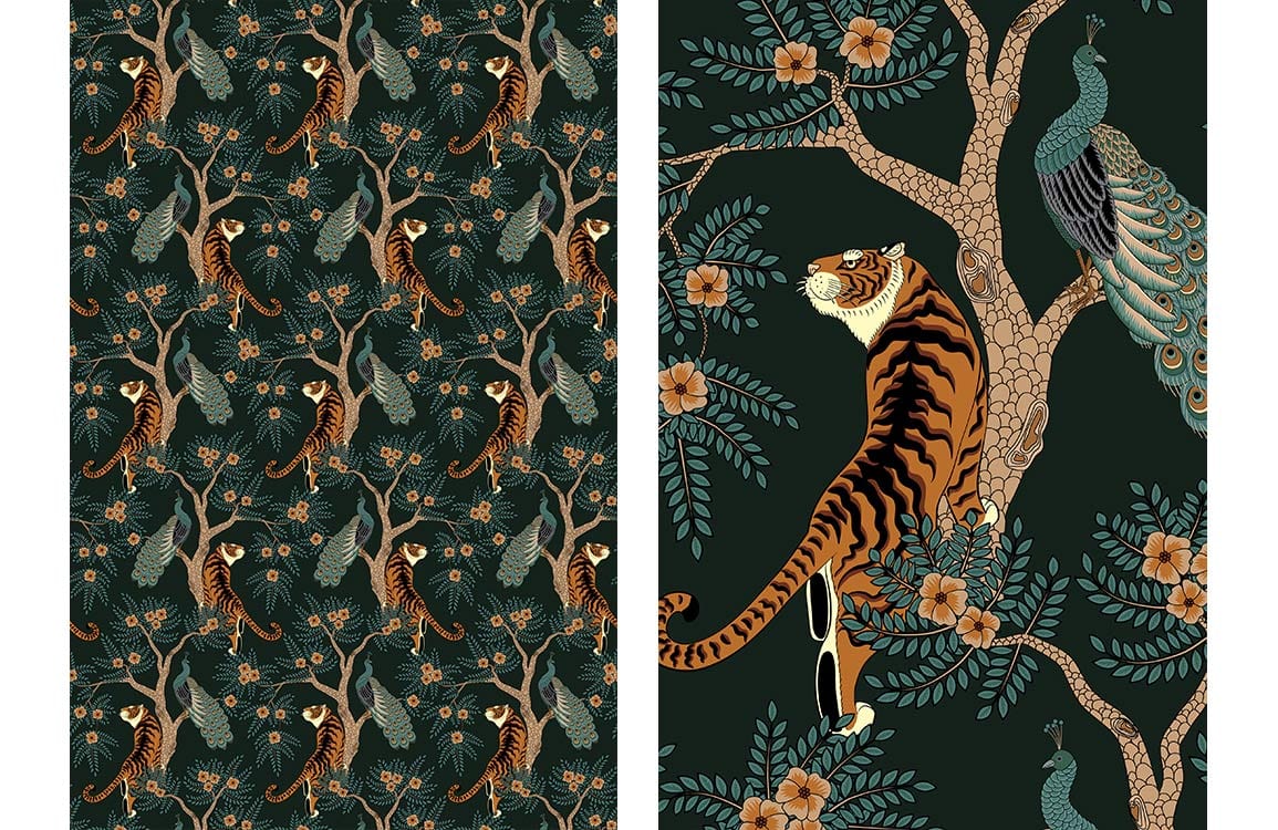 tiger wall mural living room decor