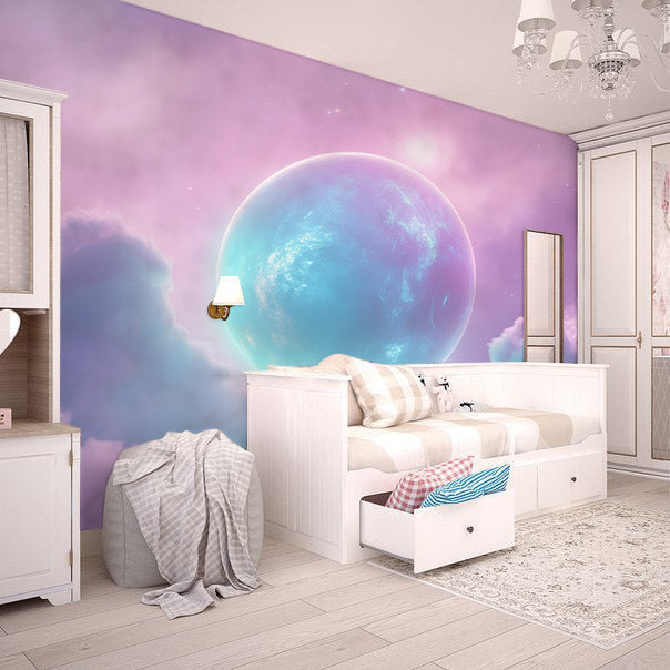Aurora Moon Cloudscape Mural Wallpaper