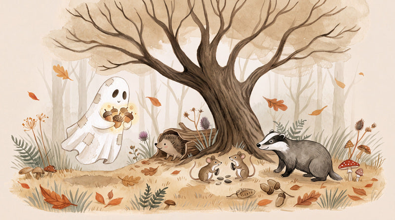Ghost Feeding Woodland Animals Halloween Wallpaper Mural - image 2