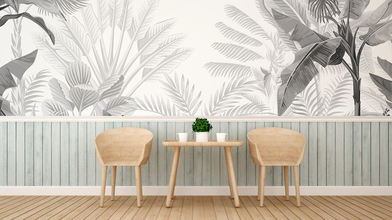 Mural of a Gray and White Forest for the Dining Room