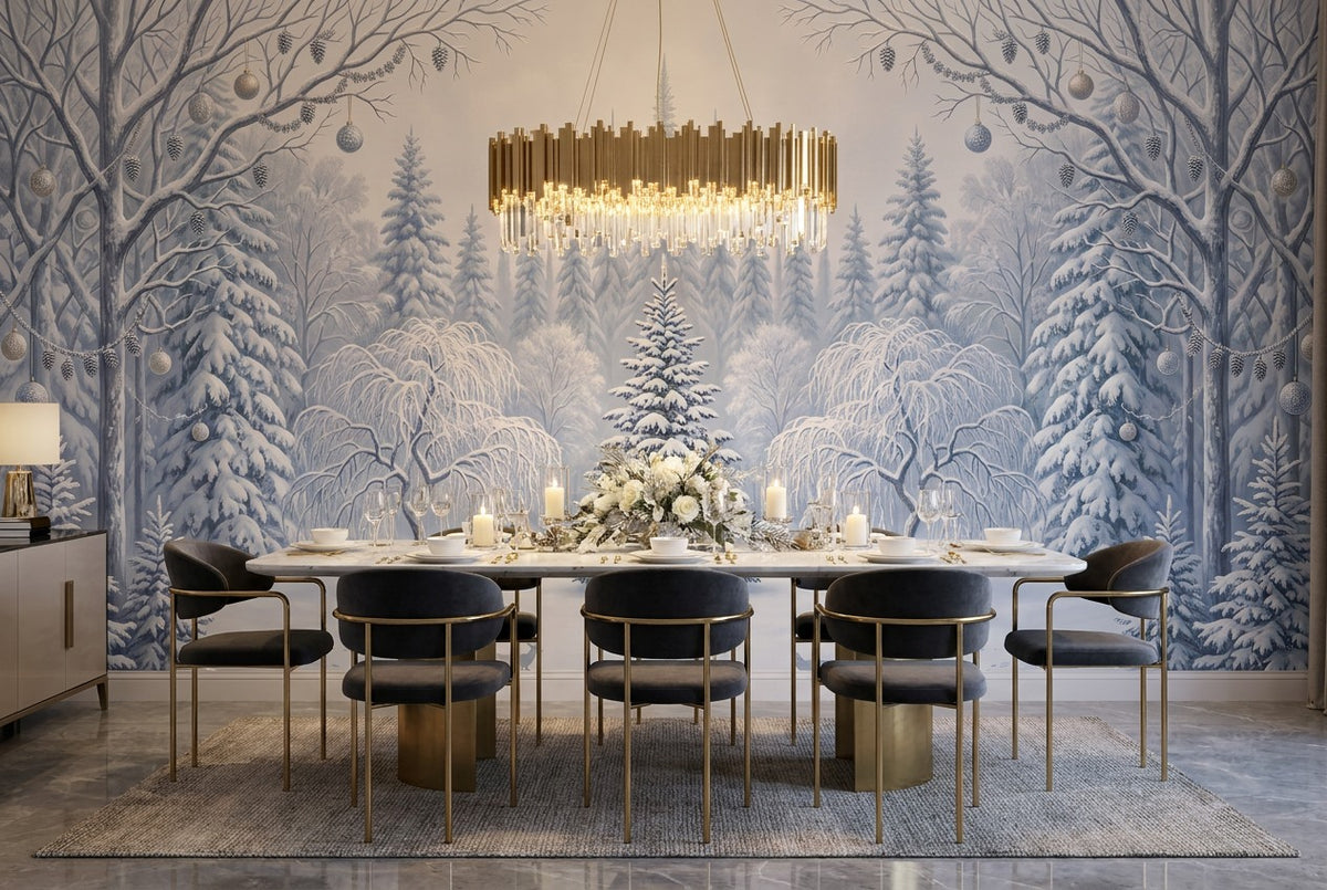 Blue Deer Winter Forest Wallpaper Mural