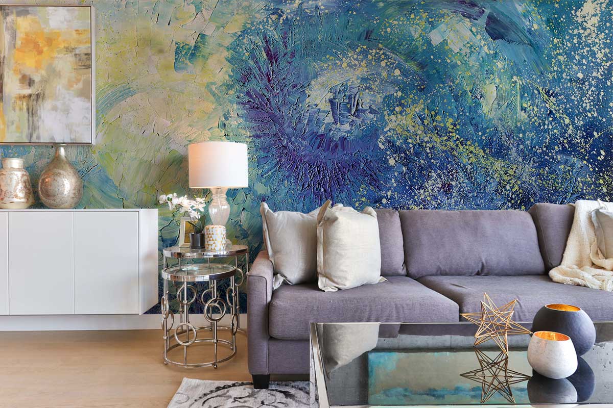 Ombre Blue Oil Painting Abstract Art Custom Design