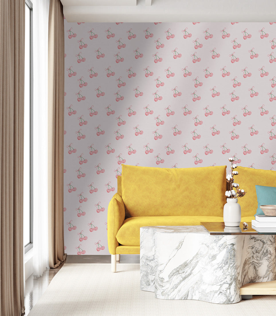 Heart Cherry Mural Wallpaper in living room