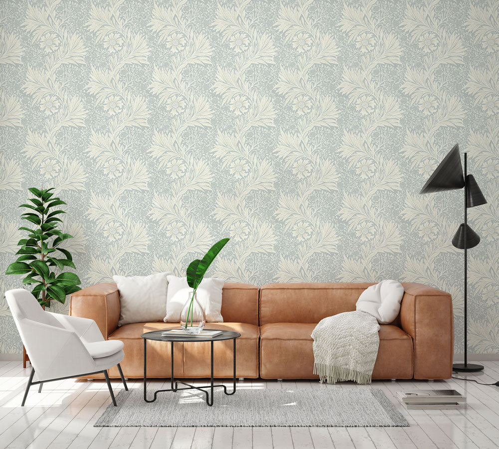 Ivory Floral Elegance Mural Wallpaper in living room