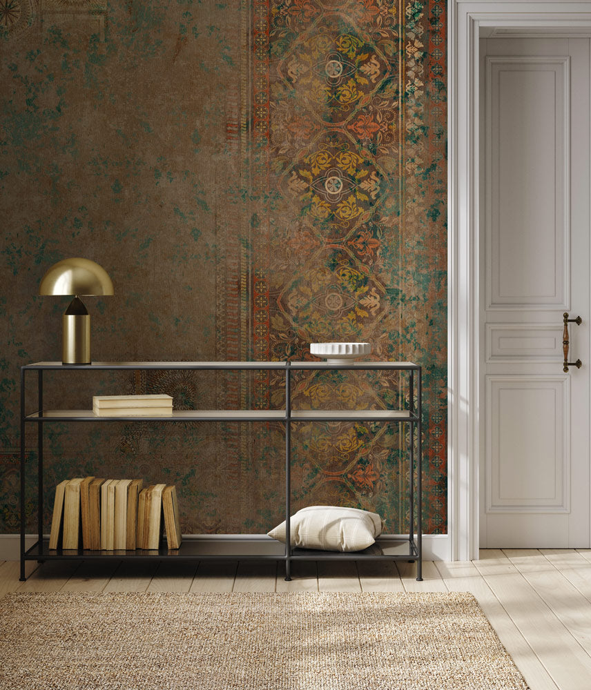 Vintage Distressed Classical Wall Wallpaper in entryway