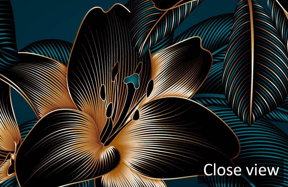 Golden Lily Elegance Mural Wallpaper