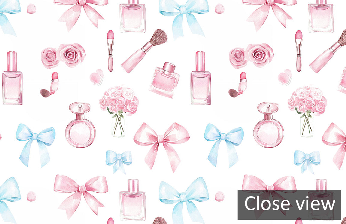 Beauty and Bows Mural Wallpaper in bathroom