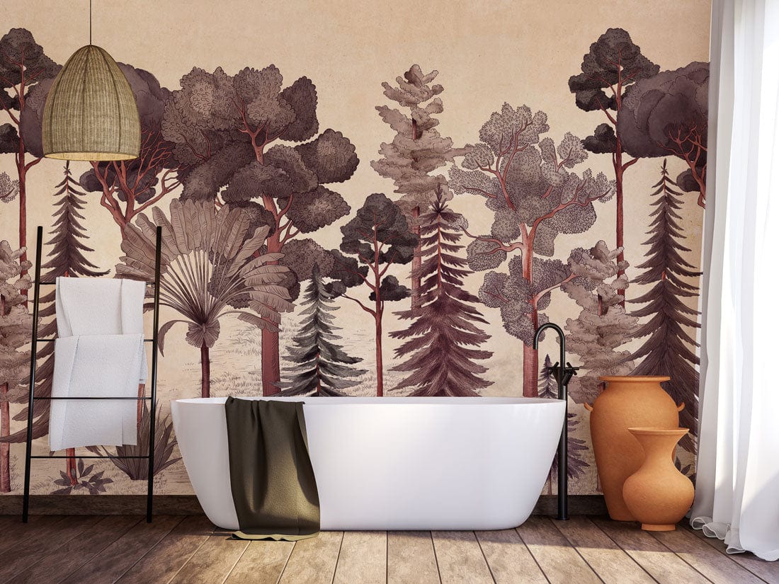 jungle forest wall mural bathroom decoration design