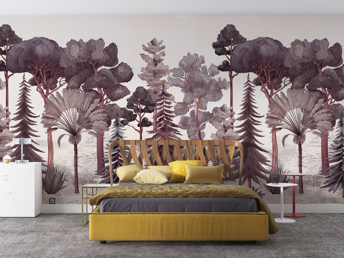 jungle forest wall mural bedroom decor idea