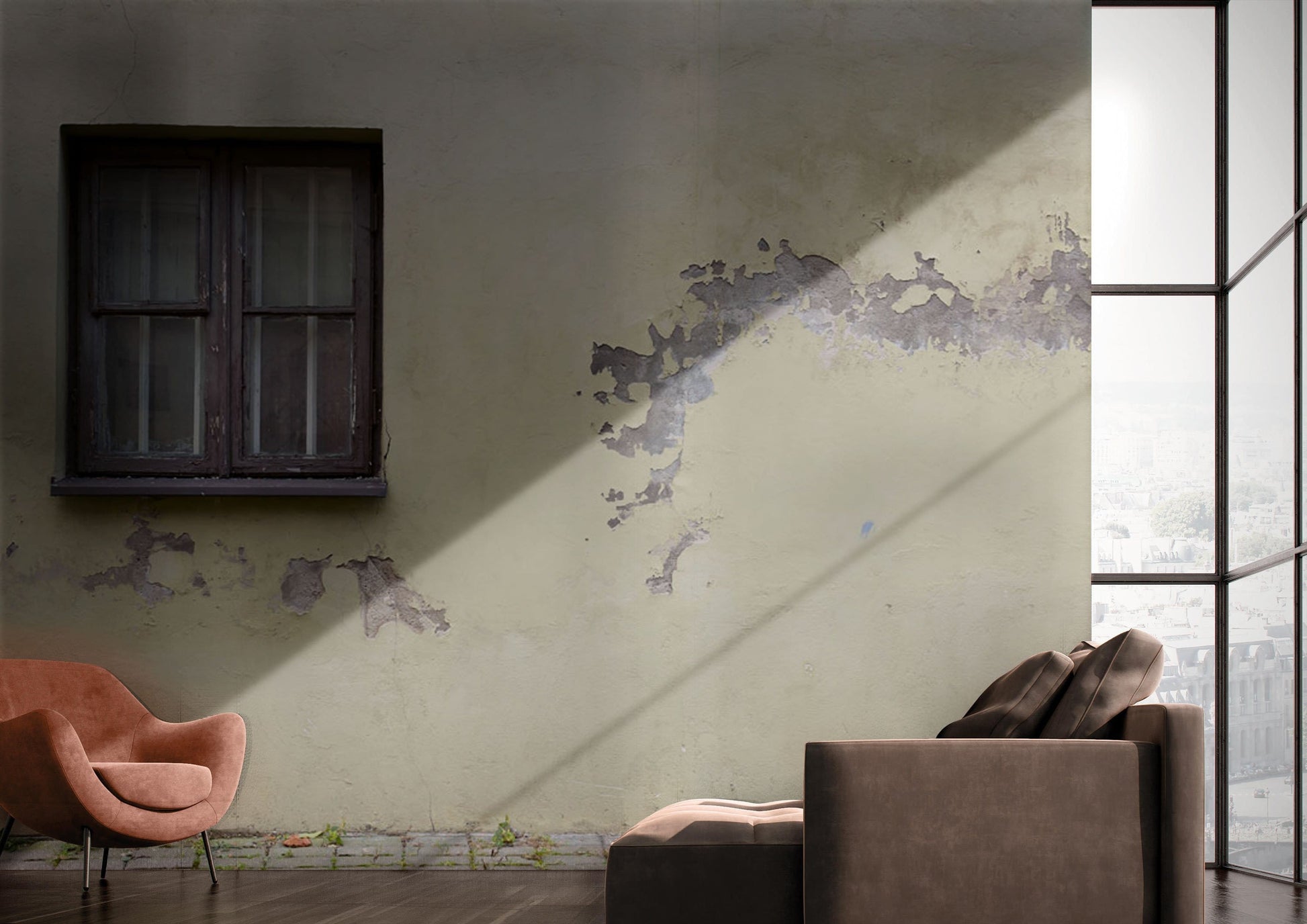 Wallpaper Mural of Cracked and Broken Concrete for Living Room