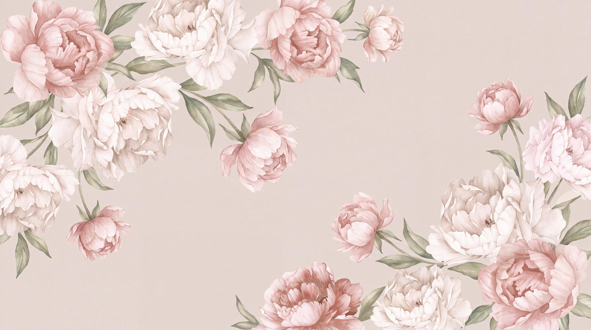 Soft Pink Peony Corner Frame Wallpaper Mural - image 5