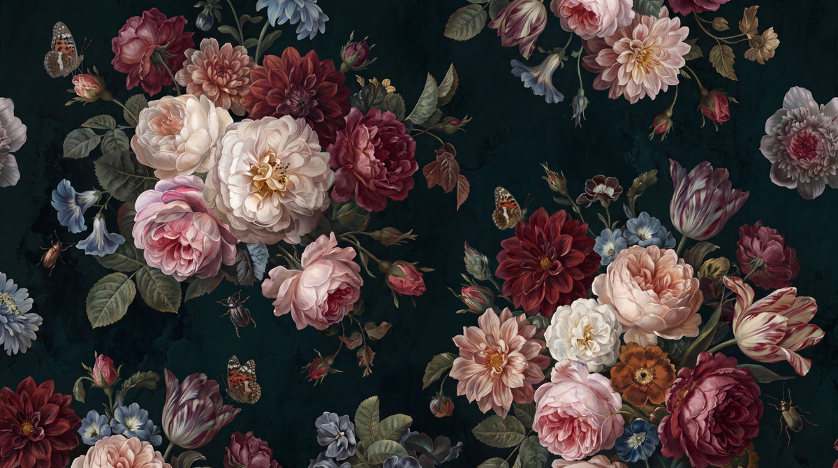 Moody Dark Vintage Roses Wallpaper Mural - image 6