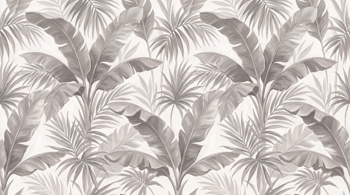 Calm Grey Tropical Leaves Wallpaper Mural - image 6