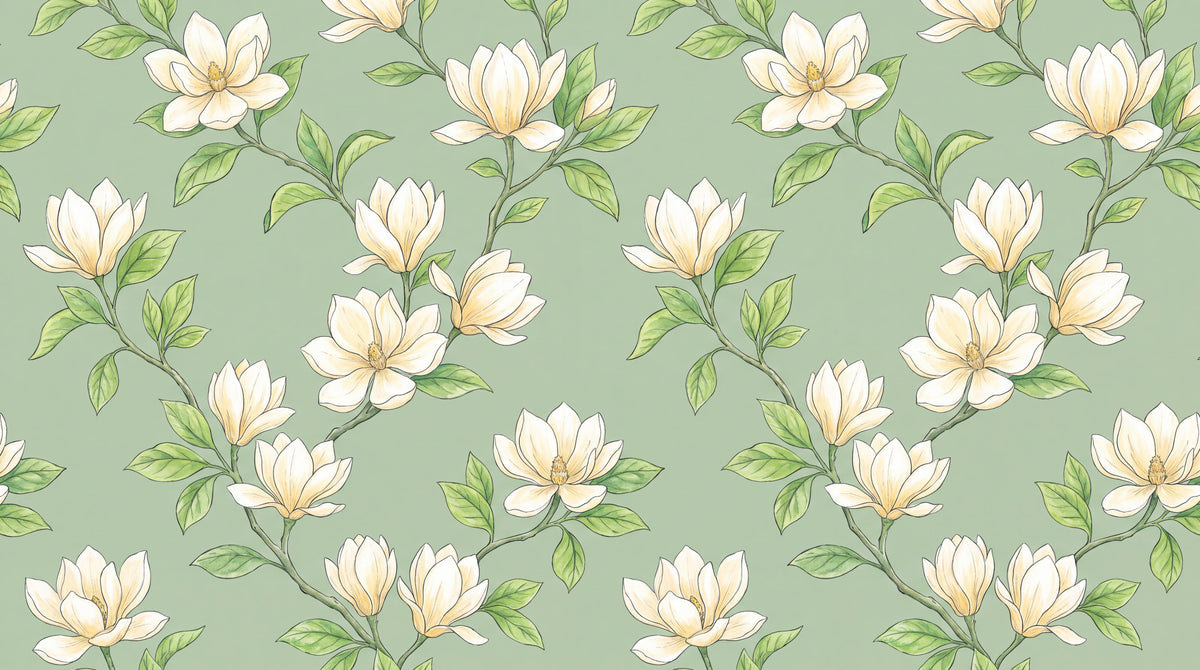 Fresh Magnolia Flowers Wallpaper Mural - image 6