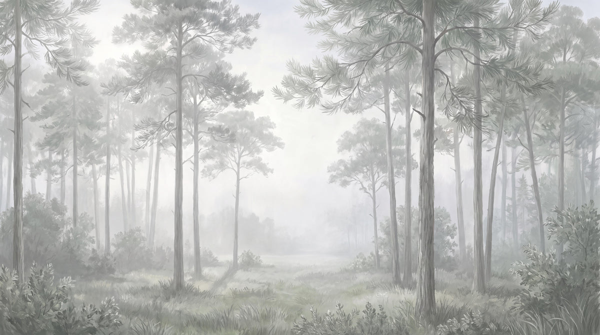Serene Misty Pine Forest Wallpaper Mural - image 6