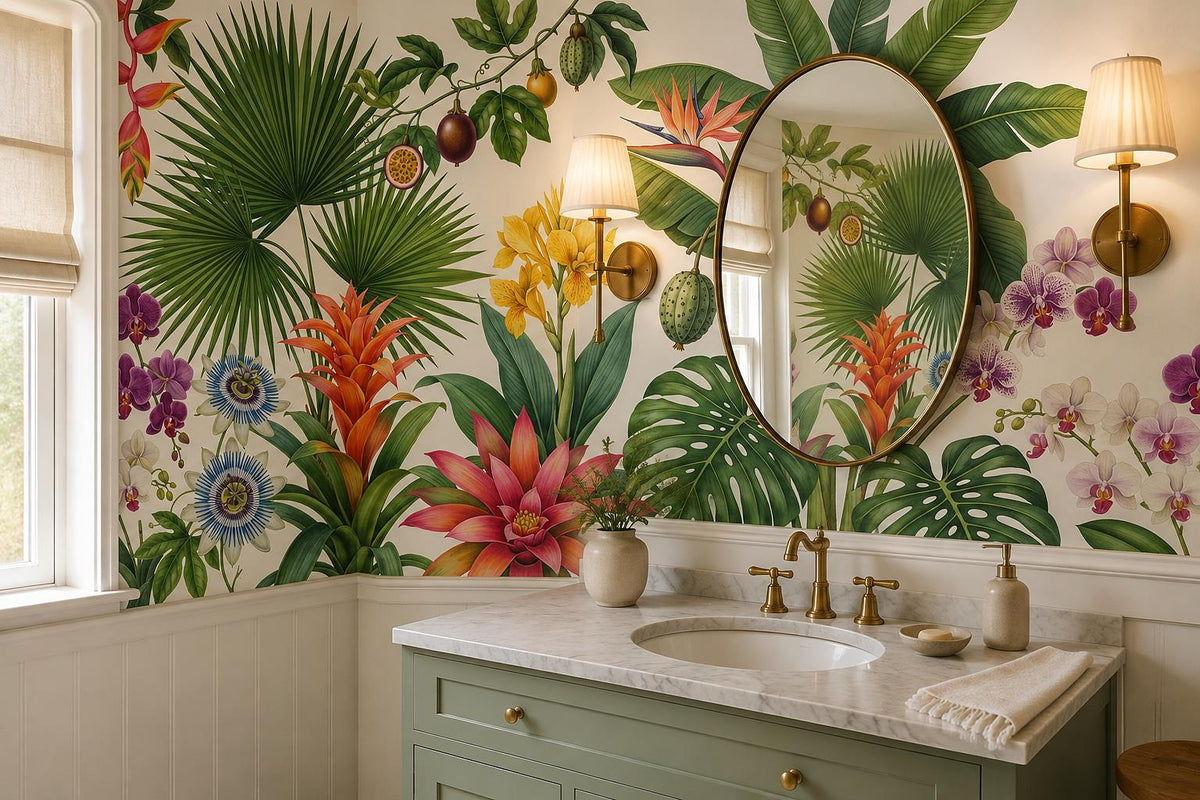 Bright Tropical Flowers and Fruit Wallpaper Mural - image 5