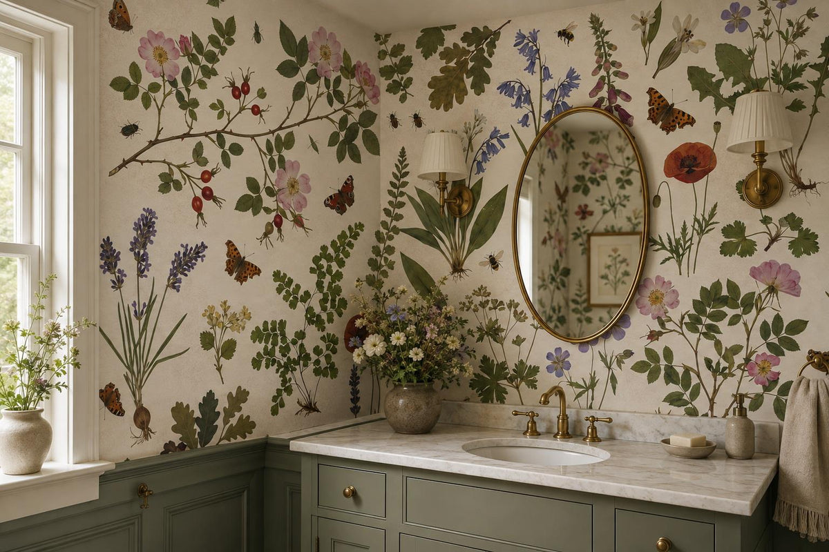 Natural Pressed Wildflowers and Butterflies Wallpaper Mural - image 5