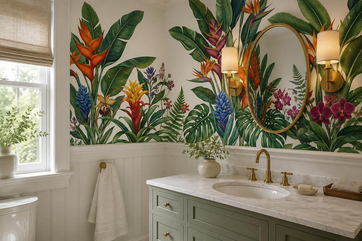 Vivid Bird of Paradise and Orchids Wallpaper Mural - image 5